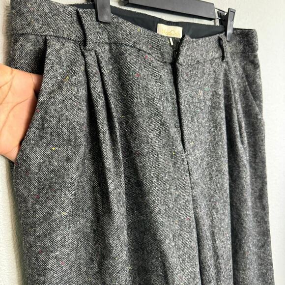 ModCloth Women Wide Leg Pant XL Gray Wool Blend Pockets Pleated Front Hook & Eye - Picture 3 of 12